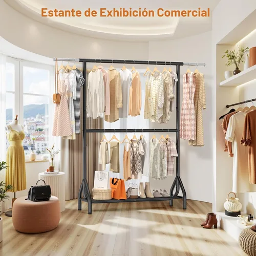 Vista 8 de EAGMAK Perchero de ropa de doble barra con capacidad de carga de 622 LBS, perchero resistente para colgar ropa, perchero de 82.68 pulgadas de alto