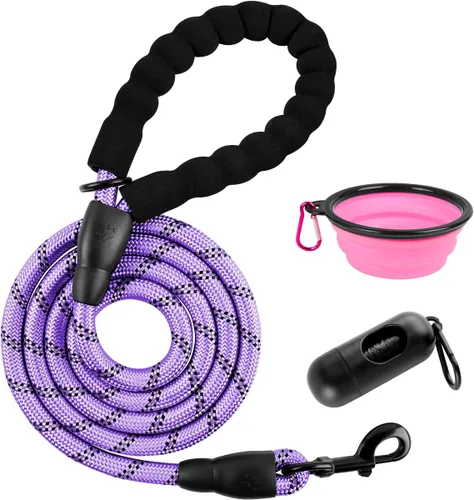 Vista 17 de BARKBAY - Correas para perros grandes, resistentes, de 4/5/6 pies, con cómoda asa acolchada y hilos altamente reflectantes para perros medianos