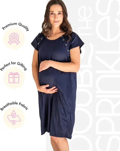Vista 4 de DOUBLE THE SPRINKLES Labor & Delivery Gown - Maternity Birthing Robe for Moms - Comfortable Nursing & Feeding Access