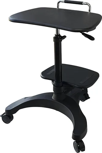 Vista 8 de Aidata Estación de trabajo ergonómica para portátil con estante para impresora, con portavasos y alfombrilla para mouse integrados, color negro
