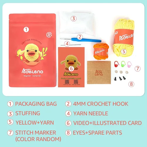 Vista 3 de Adeleno Kit de ganchillo para principiantes, kit de ganchillo para principiantes con video tutorial paso a paso, tarjetas ilustradas más