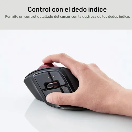 Vista 3 de ELECOM DEFT PRO Ratón de Trackball, con cable, inalámbrico, conexión Bluetooth de 3 tipos, diseño ergonómico, función de 8 botones, bola roja