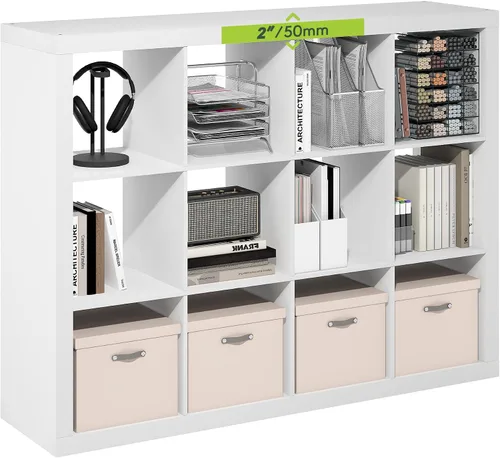 Vista 22 de Furinno Estantería para cubículos, estantería apilable, organizador de almacenamiento en cubos con parte trasera abierta, extragruesa, 15.8 x 15.8 x