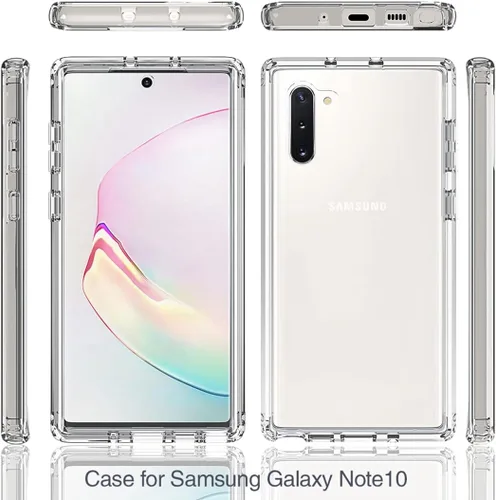 Vista 5 de Funda para Galaxy Note 10, SM-N970U con protector de pantalla de vidrio templado, carcasa protectora de cuerpo completo transparente