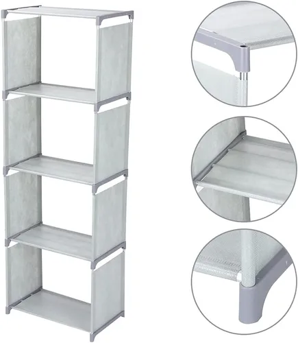 Vista 6 de JUOPZKENN Estanterías, estantería abierta, organizador de almacenamiento, estante de plástico para libros, estantería portátil vertical