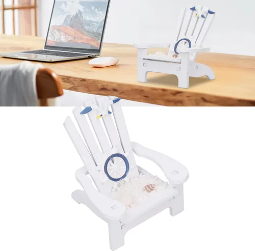 Vista 6 de Mini silla de playa, mini silla de playa de madera de estilo náutico, silla de playa resistente de pino natural para la sala de estar, baño