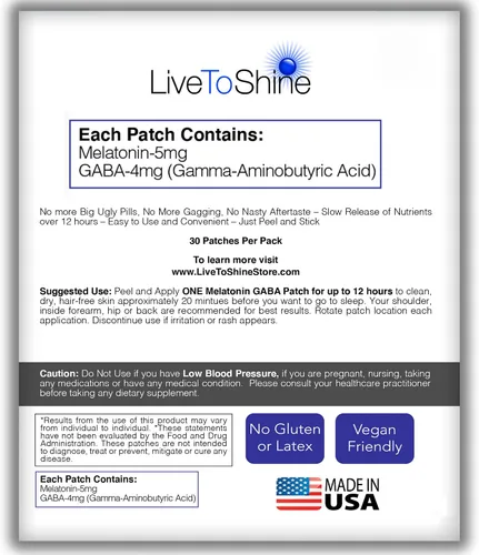 Vista 6 de Live To Shine Paquete de parches para dormir y aliviar el estrés – Melatonina GABA + Parches para relajarse y relajarse – Premium hecho en Estados