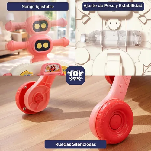 Vista 7 de TOY Life Andador de empuje para bebé 3 en 1, mesa de actividades para Luces y música, engranajes giratorios, volante, mesa de juego desmontable