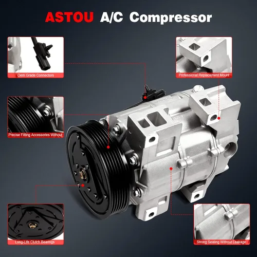 Vista 4 de CO 10886C ASTOU - Compresor A/C de 2.5 L compatible con 2007 2008 2009 2010 2011 2012 para Nissan Altima para Sentra Compresor de aire acondicionado