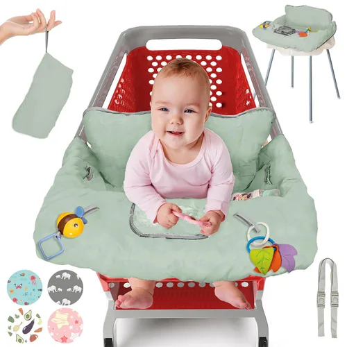 Vista 16 de PILLANI Asiento de carrito de compras para bebé, funda de silla alta para asiento de restaurante - Funda de carrito de comestibles para bebé niña
