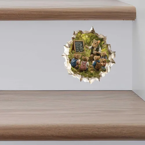 Vista 8 de Adhesivo de pared 3D con agujero de ratón para profesor masculino