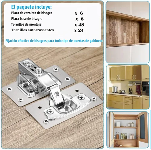 Vista 7 de Kit de reparación de bisagras de gabinete de acero inoxidable, placa de reparación de bisagra de puerta con tornillos de montaje