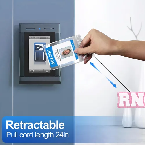 Vista 4 de Plifal Carrete de identificación RN retráctil con clip para ID para enfermera, etiqueta de nombre de enfermería linda, tarjeta blanca, cocodrilo