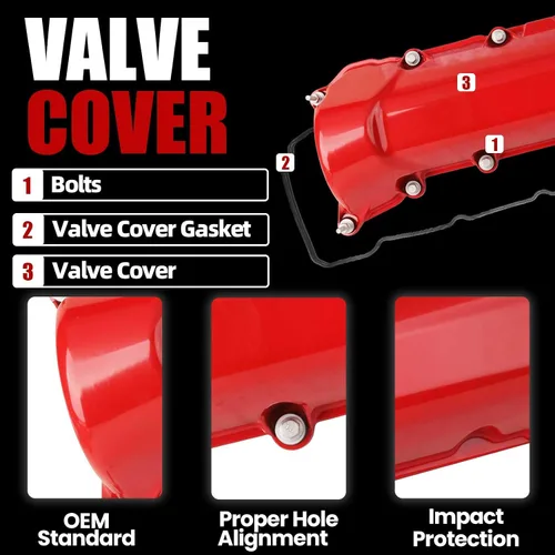 Vista 3 de MITZONE Cubierta de válvula de aluminio compatible con Chrysler Aspen Dodge Dakota Durango Ram 1500 Durango Jeep Commander Grand Cherokee 4.7L