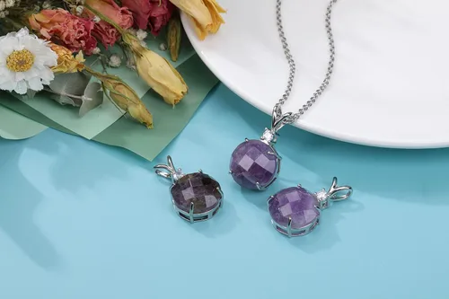 Vista 2 de Top Plaza Collar de piedra de cristal curativo con colgante de piedra preciosa natural con circonita cúbica para mujer, joyería para mamá, novia