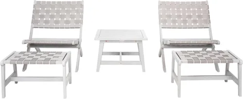 Vista 13 de SAFAVIEH Outdoor Collection PAT7078C - Juego de patio de madera de acacia de 5 piezas, color negro y negro Negro/Negro