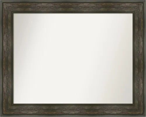 Vista 143 de Amanti Art Espejo de baño marrón para sobre fregadero, 26 x 26 pulgadas, espejo de tocador cuadrado marrón rústico Alexandria, marco de madera
