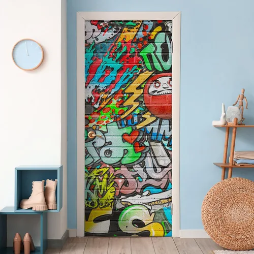 Vista 43 de SIGNFORD - Papel tapiz de colorido diseño de graffiti, removible para dormitorio o sala de estar, 66 x 96 pulgadas Graffiti1-2001-y09