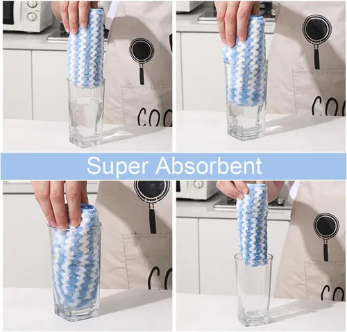Vista 6 de Paquete de 12 trapos de limpieza de cocina de microfibra súper absorbentes, paños de limpieza para platos, multiusos, reutilizables, para polvo