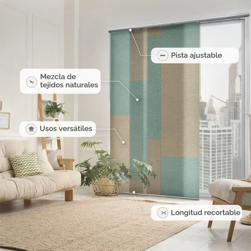 Vista 2 de GoDear Design Persianas Verticales Deslizantes Ajustables para Ventanas 45.8"- 86" An x 96" Al, Persianas de Rieles con Paneles Extensibles