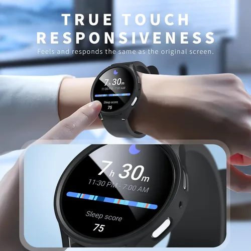 Vista 5 de JZK Juego de 6+6 fundas para Samsung Galaxy Watch 6 de 40 mm, protector de pantalla de PC duro impermeable + parachoques delgado de vidrio templado