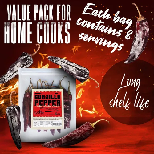 Vista 7 de Fusion Select Guajillo Chiles Pepper – Natural y Premium – Recetas mexicanas como topo, tamales, salsa, salsa – Paquete resellable (4 onzas)
