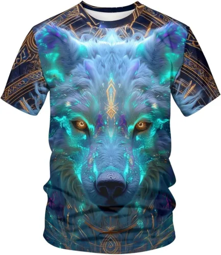 Vista 35 de GLUDEAR Camiseta Vikings para hombre, novedad con estampado 3D de mitología nórdica Aurora Galaxy Life Tree