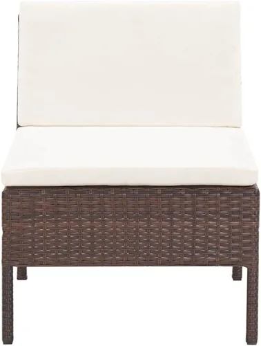 Vista 8 de 3 Piece Patio Lounge Set with Cushions, Poly Rattan Brown Modular Outdoor Seating, PE Rattan Over Powder-Coated Steel Frame, Thickly Padded Deep