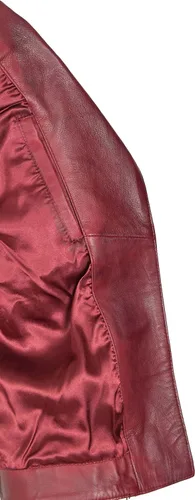 Vista 7 de Chaqueta casual Celia Borgoña con cinturón de cuero real para mujer