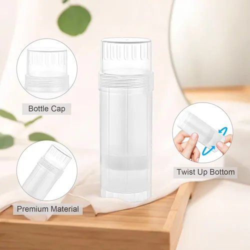Vista 3 de 12 recipientes vacíos de desodorante de 2.0 fl oz/2 oz para barra de lápiz labial, lápiz labial, barra de protección solar, translúcido