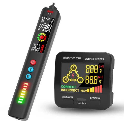 Vista 11 de BSIDE EBTN - Detector de voltaje LCD, pantalla de 3 líneas, sin contacto, probador de voltaje de CA, sensibilidad ajustable, rango dual de Negro