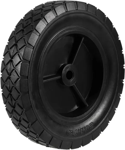 Vista 5 de 2 ruedas de mano de goma maciza de 8 x 1.75 pulgadas, ruedas universales para cortacésped para eje de 1/2 pulgada, neumáticos de repuesto para Negro