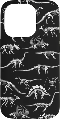 Vista 17 de Funda para iPhone 17 con diseño de huesos de dinosaurio fosilizado con animales prehistóricos