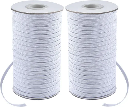 Vista 13 de Coopay Bandas elásticas planas de 40 yardas de largo, 1/2 pulgada de ancho, cuerda elástica plana para coser proyectos de bricolaje, artes y Negro
