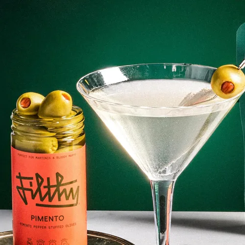 Vista 3 de Filthy Pimento - Aceitunas rellenas, guarnición de cóctel premium, tarro