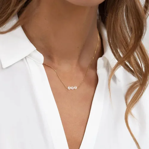 Vista 3 de VRIUA Pearl Necklaces for Women 14k Gold Plated Dainty Pearl Necklace Simple Gold Pearl Necklace Everyday Minimalist Necklaces for Women