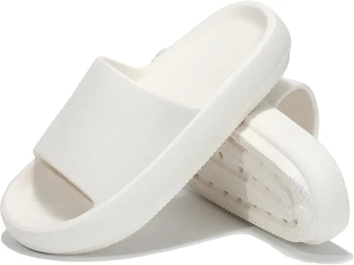 Vista 4 de NIMAZRI Sandalias de nube para mujeres y hombres, pantuflas de almohada cómodas y suaves sandalias acolchadas para ducha con suela gruesa
