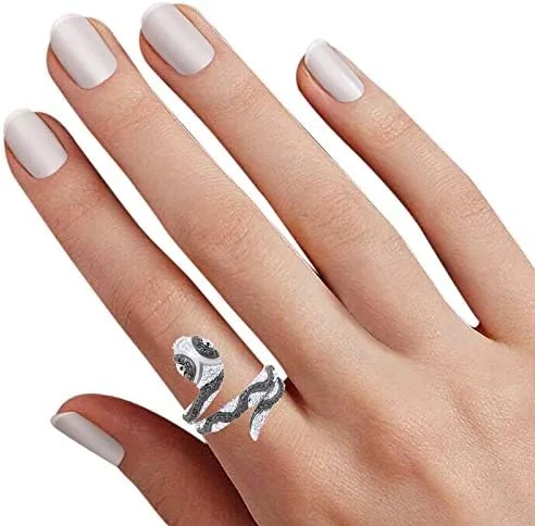 Vista 8 de Jewel Zone US Anillo de compromiso y boda con diamantes naturales en blanco y negro (0,07 quilates)