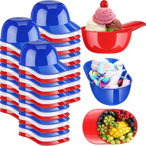 Vista 13 de Baderke Cuencos para gorra de béisbol de postre de helado, tazón de 8 onzas, mini tazones para casco, vasos de plástico para suministros de fiesta