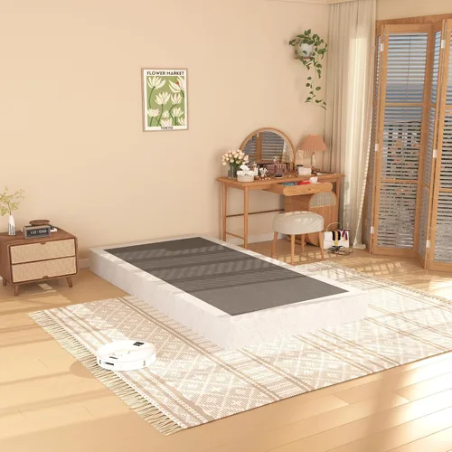 Vista 11 de Base de cama resistente de 2 pulgadas con cubierta de tela Base de colchón de metal, solo somier de perfil bajo, sin ruido, fácil montaje, soporte