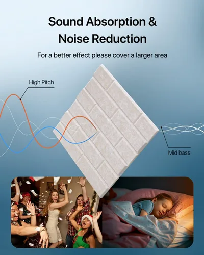 Vista 2 de Kuchoow Paneles de pared insonorizados, paneles a prueba de sonido para pared, paquete de 12 paneles acústicos autoadhesivos que absorben el sonido