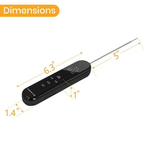 Vista 3 de Circrane Termómetro digital de lectura instantánea, pantalla LED brillante con dígitos enormes y alarma, termómetro de carne para asar a
