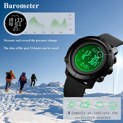 Vista 3 de WINKONMU Military Watches with Compass Altimeter Barometer Pedometer Thermometer Outdoors Watch for Men