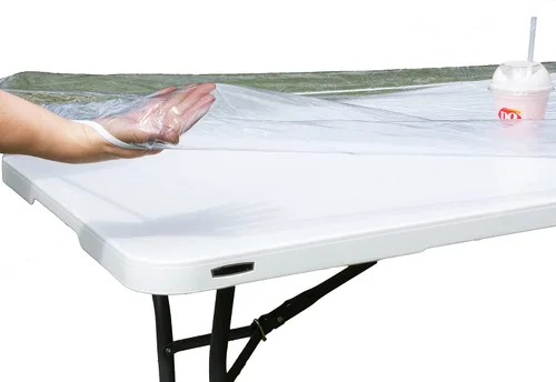 Vista 21 de Rally Home Goods Mantel redondo de vinilo ajustable para interiores y exteriores, respaldo de franela, borde elástico, funda de plástico impermeable