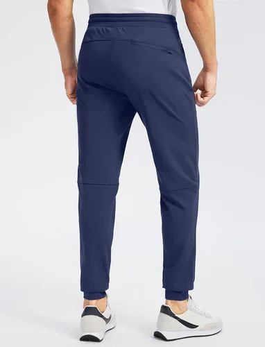 Vista 2 de Pudolla Pantalones deportivos con forro polar para hombre con 3 bolsillos con cremallera, pantalones cálidos para invierno, correr, entrenamiento
