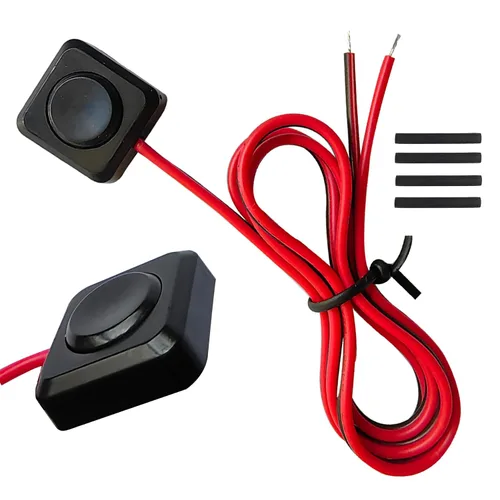 Vista 21 de Interruptor de botón momentáneo de 12 V y 24 V, cable precableado de 0,5 m y cinta de doble cara para una fácil instalación