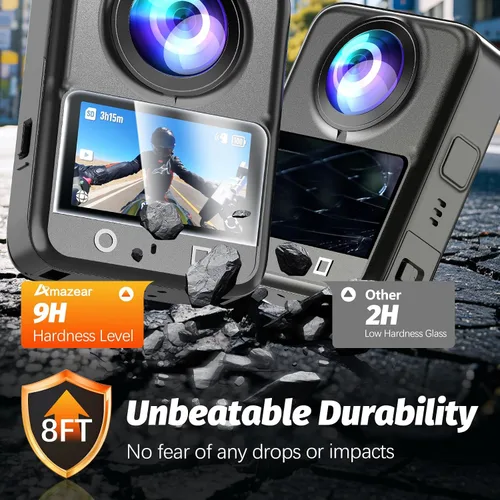 Vista 2 de AMAZEAR Protector de pantalla para accesorios DJI OSMO 360, Ultra HD Osmo360, 2 unidades, vidrio templado, dureza 9H, antihuellas, resistente a