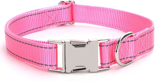 Vista 20 de Love Dream Collar reflectante para perro con hebilla de metal, collar de nailon ajustable de seguridad con hebilla de liberación rápida resistente