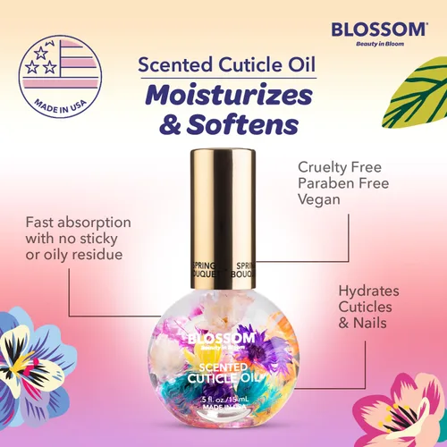 Vista 8 de Blossom Hidratante, hidratante, fortalecedor, aceite perfumado para cutículas, infundido con flores reales, fabricado en Estados Unidos, 1.26 onzas