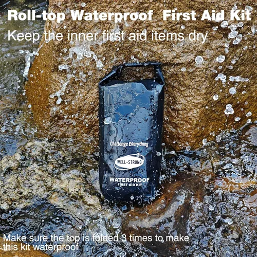 Vista 6 de Kit de Primeros Auxilios Impermeable con Tapa Enrollable para Barco, Kit de Emergencia con Contenidos Impermeables para Pesca, Kayak, Canotaje